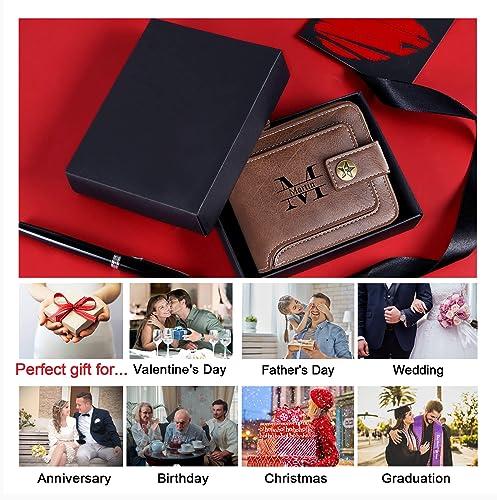 Personalized Mens Wallet Custom Engraved Birthday/Anniversary Wallets for Men Leather Bifold Unique Customized Gift Idea for Husband BF on Thanksgiving Chrismas (N, Brown)4
