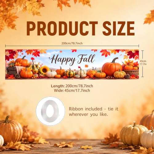 Image of Nuxovilar Happy Fall Banner,78.7 inchx17.7 inch Polyester