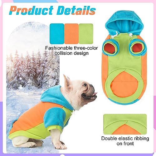 Image of BEAUTYZOO Fleece Dog Hoodie Sweatershirt with Pocket and Leash Hole, Stretchy Small Medium Large Sized Dogs Clothes for Fall Winter Cold Days, Color Designer Warm Dog Jackets,French Bulldog Coats