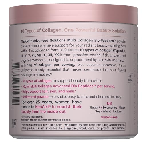 Image of NeoCell Multi Collagen Peptides Powder | 7 oz | 10 Types of Advanced Bio-Peptides | Superior Absorption | Unflavored and Mixes Easily