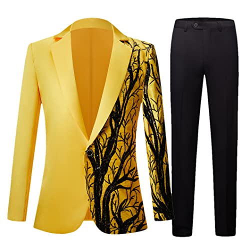 Glänzende Pailletten Herren Host Nightclub Schalkragen Ein-Knopf Smoking Hochzeit Anzüge & Blazer Mantel und Hose M