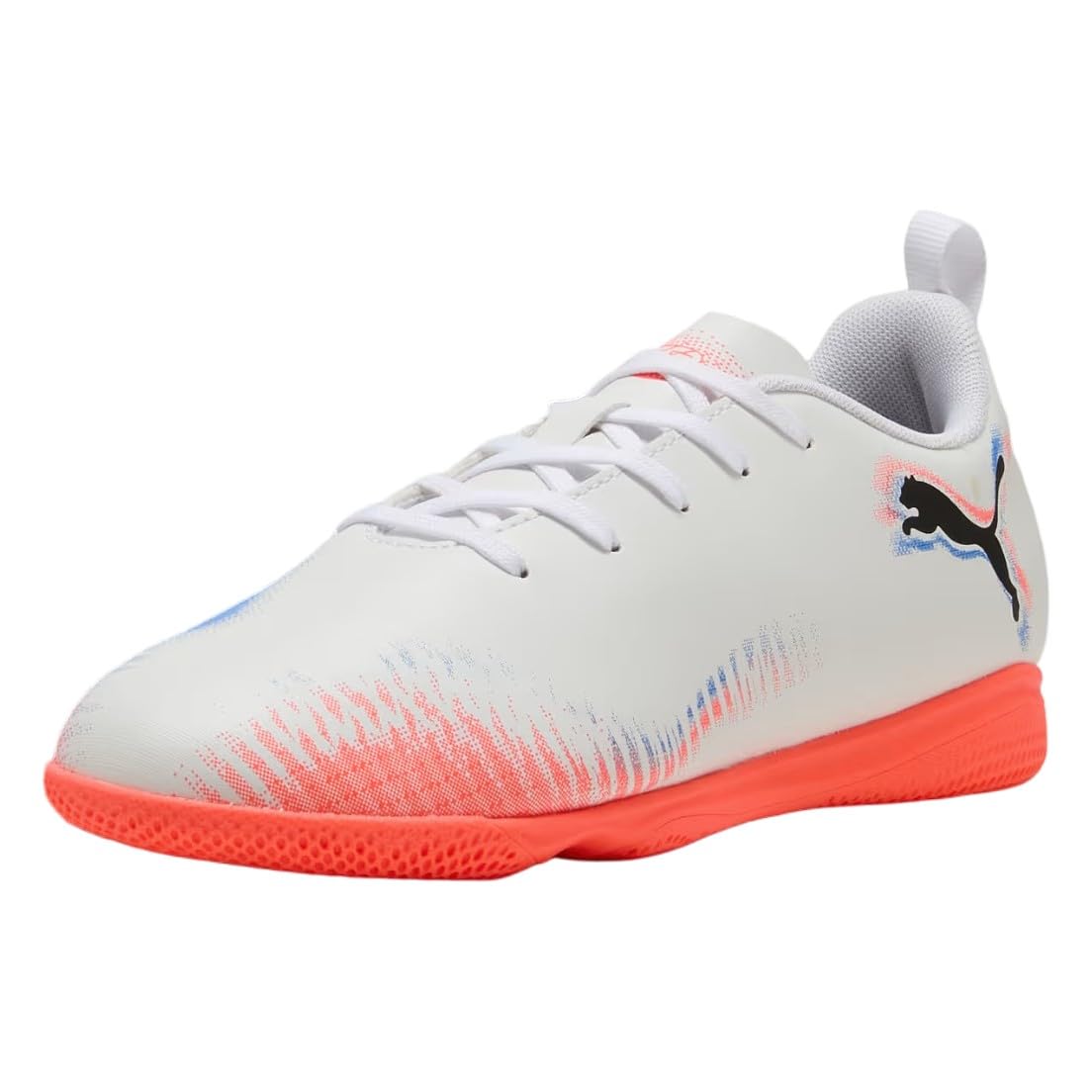 PUMA Future 8 Play IT Jr Soccer Shoe Unisex Kids, PUMA White-PUMA Black-Glowing Red, 5