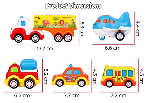 Image of Zest 4 Toyz Toy Car for Kids | Unbreakable Pull Back Vehicles | Pull Back Car Truck Toy Aeroplane Set for Kids (Pack of 5) | Automobile Car Toy Set | Friction Cars for Boys & Girls 3+ (Multicolor)