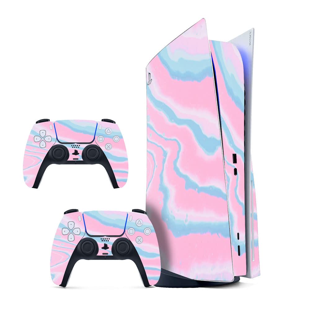 GADGETS WRAP Printed Vinyl Skin Sticker Decal for Sony PS5 PlayStation 5 Disc Edition Console & 2 Controller (Skin Only, Console & Controller not Included.) - Pink Blue Cracks (B0BW3X66WN) Amazon Price History, Amazon Price Tracker
