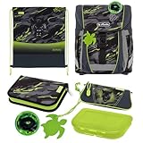 herlitz mitwachsender Schulranzen Set FiloActive XL Plus Wild Panther Schwarz Grün 1.Klasse Junge Mädchen Kinder 21 L