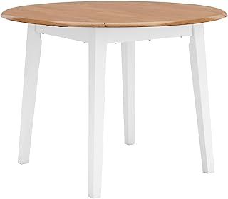 Signature Design by Ashley Gesthaven Farmhouse Dining Drop Leaf Table with 4 Legs, Light Brown & White