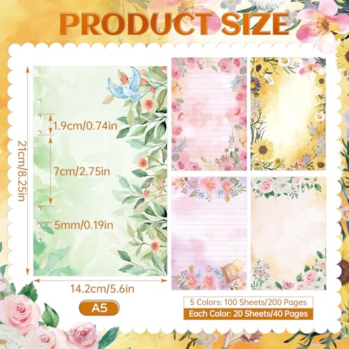 Papier A5 à motif floral de qualité supérieure pour classeur de la Bible - 2