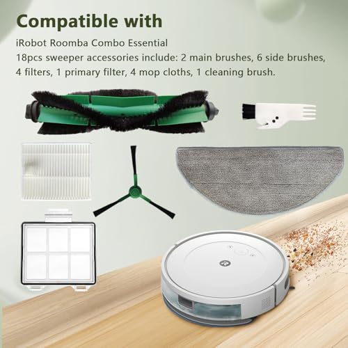 Image of Replacement Parts for iRobot Roomba 105 /104 Combo, 104 Vac /105 Vac,Combo Essential Y0140 / Y0112 / Y011240 / Y0110 / Y014020,Vacuum Robot Q0120 /Q011 /Q0520-iRobacc 18 Pcs
