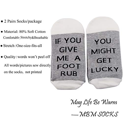 MBMSO Couples Socks Matching Engagement Gifts 2 Pairs Lover Couple Socks Wedding Gifts If You Give Me a Foot Rub4