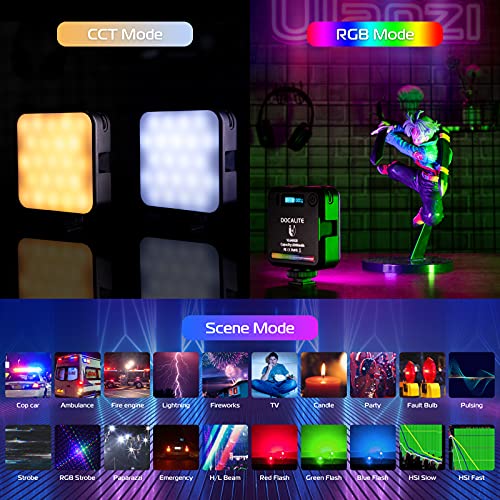 RGB LED Video Licht, VL64 Licht Fotografie 360 ° Full Color, W 3 Cold Shoe, 5000-9000K Dimmable Led Videoleuchte für… – Bild 4