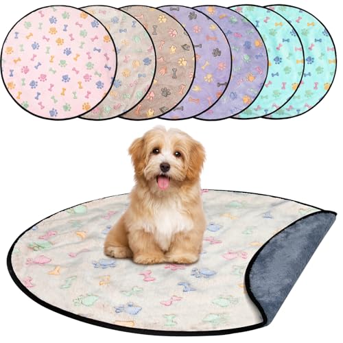 Image of 8 Pack Round Pee Pads for Dogs Washable 32'' Waterproof Whelping Pads Reusable Puppy Pads Anti Slip Pet Training Pads Absorbent Whelping Floor Pad Whelping Box Supplies for Crate Potty