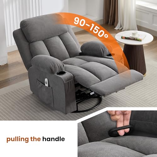 Sillón giratorio reclinable gris metálico miniatura 4