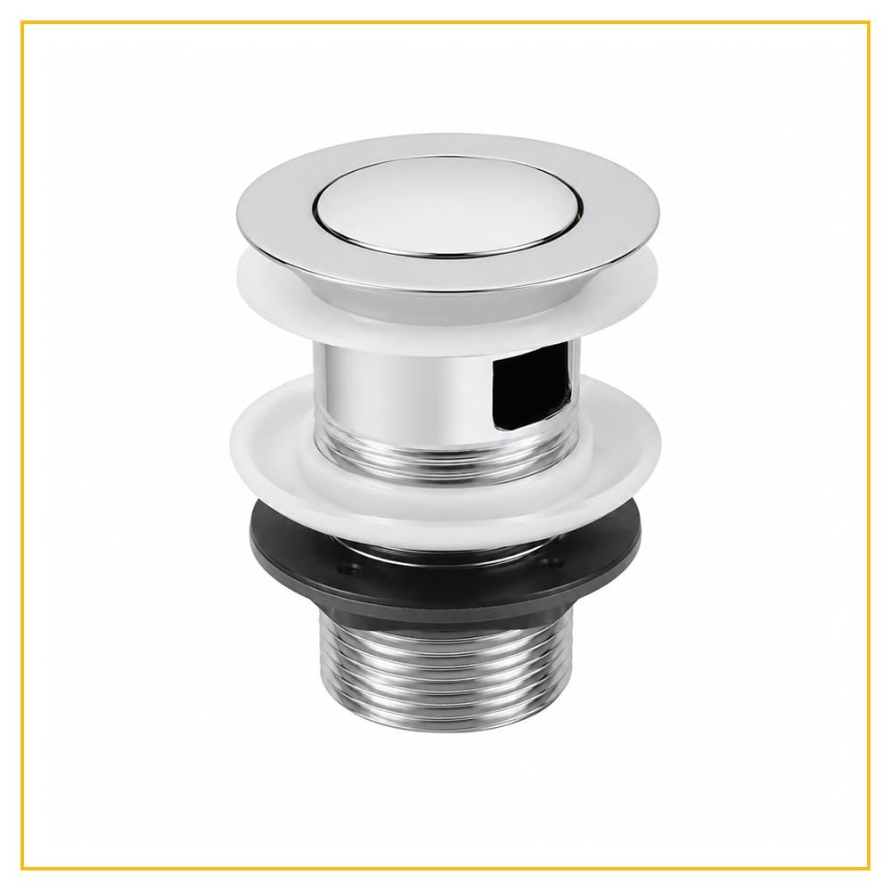 Premium Basin Click Clack Push Waste - UK Universal 1 1/4" Push Button Basin Waste Plug (Chrome)