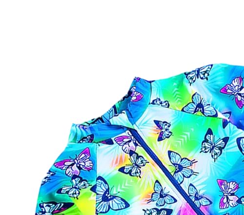 Image of Toddler Girl Swimsuit One Piece Rash Guard Bathing Suit Little Girls Short Sleeve Quick Dry Swimwear 1-7 Years