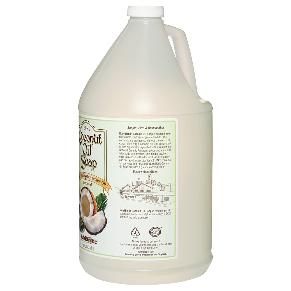 NutriBiotic – Pure Coconut Oil Soap, Unscented, 1 Gallon | Certified Organic, Unrefined, Biodegradable, Vegan & Made without GMOs, Gluten, Parabens Or Sulfates | Rich, Cleansing Lather - Image 3