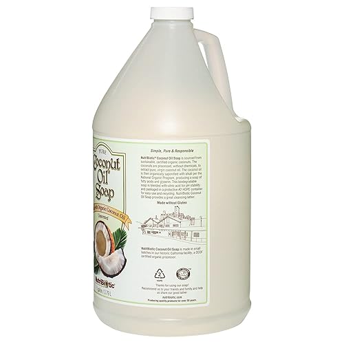 Vista 9 de NutriBiotic Jabón de aceite de coco puro, sin perfume, 8 onzas Certificado orgánico, sin refinar, biodegradable Vegano y fabricado sin OMG