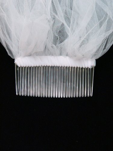 Samky Elegant 1T 1 Tier Ribbon Cascade Waterfall Veil - White Elbow Length 28" V197 #TOP4