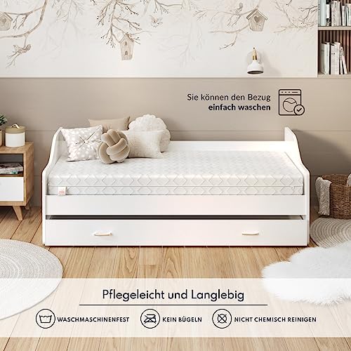 FDM Matratze 80x160 cm Härtegrad H3 Höhe 12 cm Kindermatratze Doppelseitige Schaumstoffmatratze Polyurethanschaum Hypoallergenem Waschbarem Premium-Bezug Oeko-Tex PICCHI
