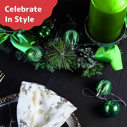 PREXTEX 36-Piece Green Christmas Ornaments Set - Shatterproof Christmas Tree Balls - 6 Styles, 3 Sizes with Hanging Loops to Decorate Christmas Tree - Ideal for Indoor and Outdoor Holiday Decor - Thumbnail 6