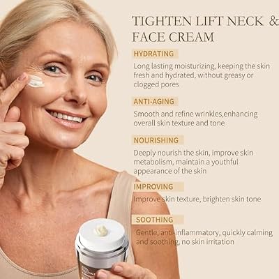 Tighten and Lift Neck Cream, Deep Hydration Neck Firming Cream with Retinol, Collagen & Honey Anti-Aging & Wrinkle Moisturizer for Face, Neck & Decollete Women & Men 1.7 Fl Oz