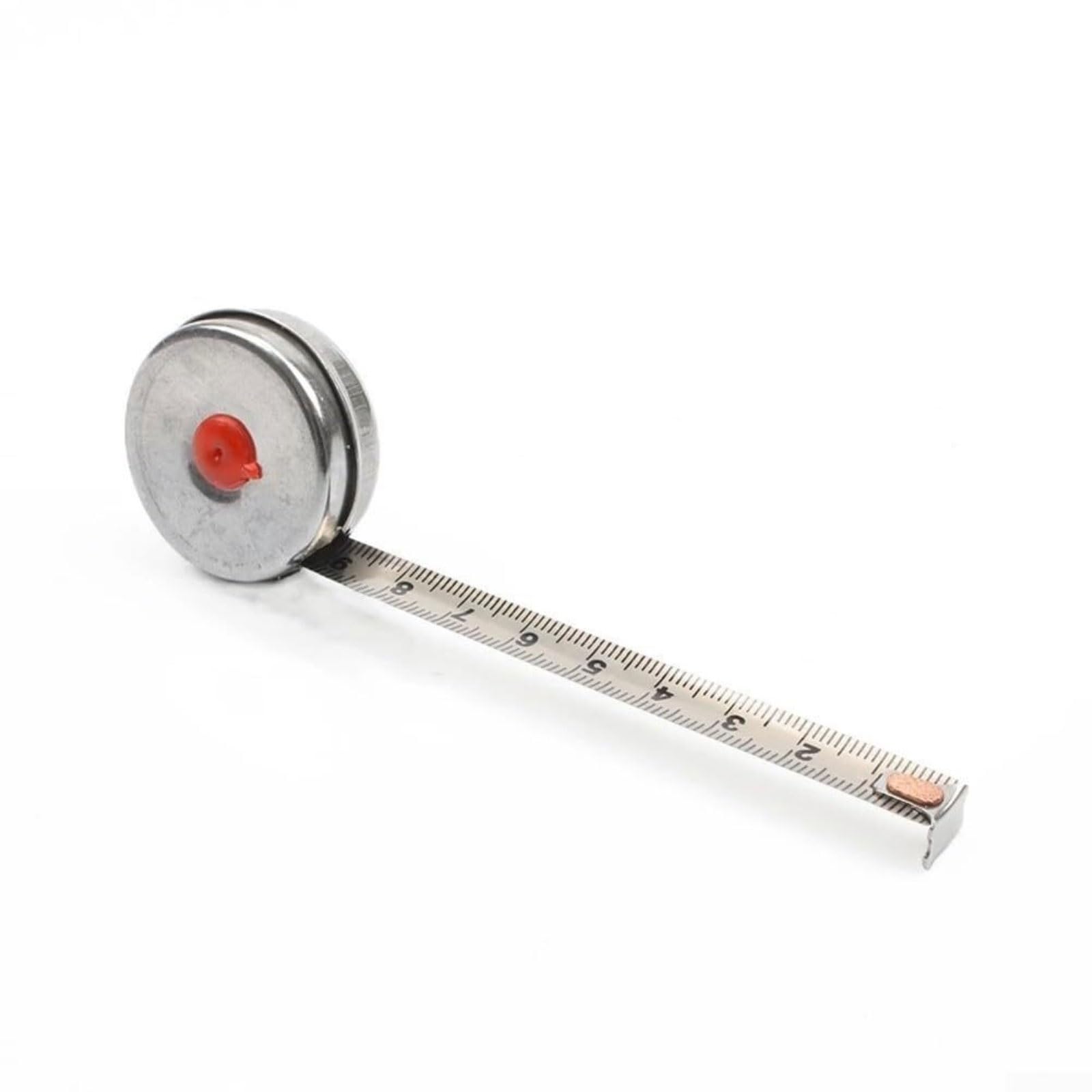 Cinta métrica compacta y Ligera, Redonda, de Acero Inoxidable, con retracción automática.