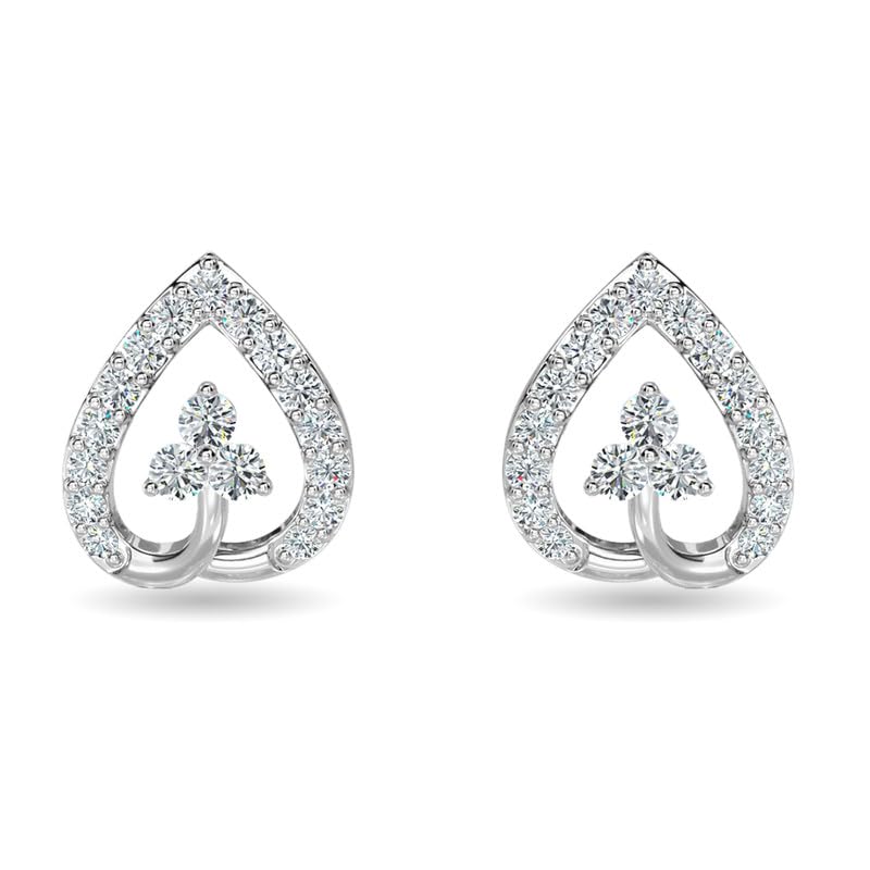 Image of KISNA JEWELS 14KT|18KT BIS Hallmark Pure Gold and Diamond Hearts Earrings For Women with Screw Back clouser