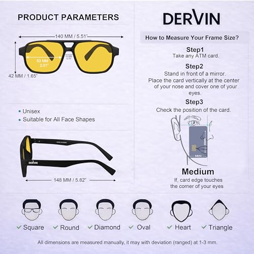 Image of Dervin UV Protected Yellow Lens Driving Polarized Sunglasses for Men & Women