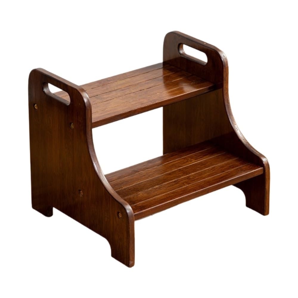 Escalera plegable de madera robusta de 2 pasos con asas de diseño fino