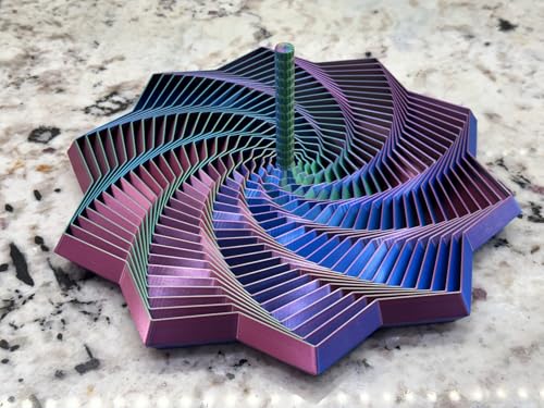 Image of Expanded Sensory Fidget Star with Handle - Visually Captivating and Satisfyingly Noisy! (Blue - Green - Purple, Extra Large)