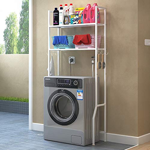 Gymqian Bodenständer Punch Free Rack Geeignet für über WC-Waschmaschine Regale Diverses Lagerregal Drei Schichten/Weiß