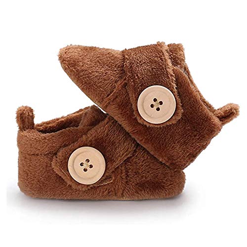 BENHERO Baby Newborn Crib Cozy Fleece Winter Booties Non Skid Soft Sole Shoes Warm Winter Socks (3-6 Months M US Infant), A-Brown