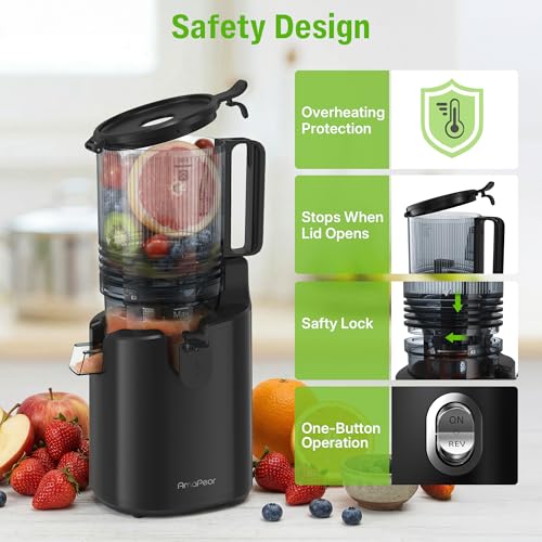 Image of Cold Press Juicer, Juicer Machines with 6 inch Large Wide Feed Chute, High Juice Yield Slow Masticating Juicer, Easy to Clean, Quiet Brushless Copper Motor, Juicers for Whole Fruits & Vegetables