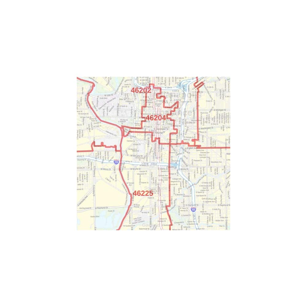 Buy Indianapolis, Indiana Zip Codes 36 x 48 Matte Plastic Wall Map