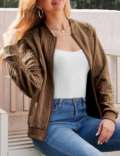 Image of WROLEM Zip Up Sweatshirts for Women Casual Outfits Cardigan Outerwear Trendy Winter Jackets Coat