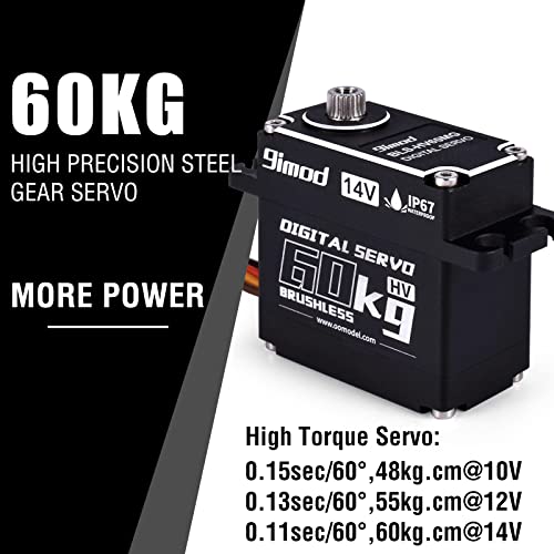 9Imod Rc Steering Servo 60Kg High Torque Brushless Servo,Waterproof Servo Motors,Metal Gear Rc Servo,14V Hv Digital Servo,Full Aluminum Case For Rc Servo 1/8 1/10 Crawler Car #TOP6