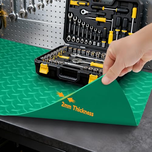 Image of Workbench Mat, Green 23.62 inch x 47.24 inch PVC Work Bench Mat with Non-Slip Texture, 2 mm Thick Scratch & Stain Resistant Surface for Painting, Woodworking, Crafting, Projects and Tool Protection