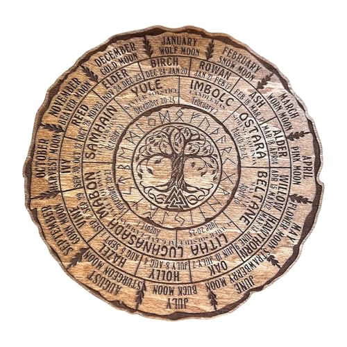 Joalpysm 20 cm x 20 cm Retro Keltischer Baum des Lebens Holzschild Sabbats Heidnische Hexe Schild Jahresrad Baumschild