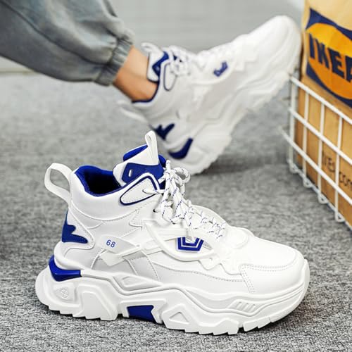 Image of Men'sHigh-Top Chunky Sneakers: Stylish Structural Accents, Trendy Dad Shoe Design, Comfortable Thick Sole & Durable Upper-Street Outfits & Urban Fashion Ensembles