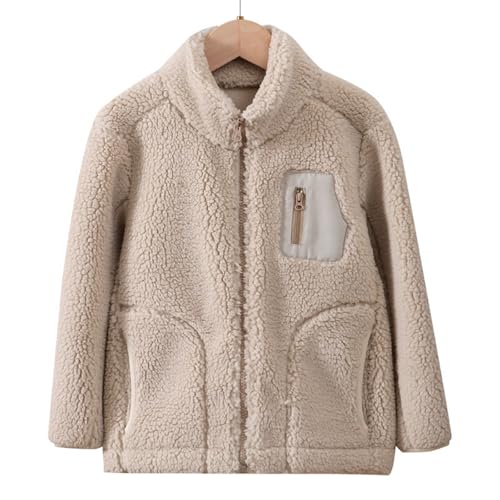EnJoCho Outdoor Fleece Jacket Girl Fashion Korean Stand Collar Warm Fleece Thickened Coat Coat (Coffee, 15-16 Years)2