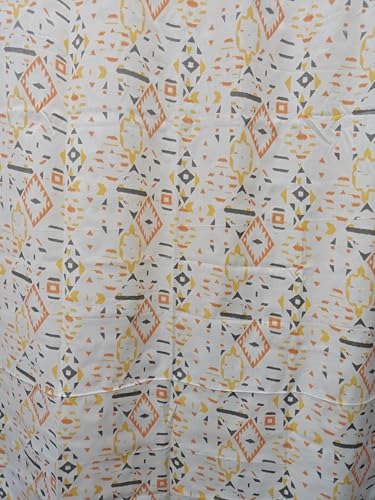 Image of Dekor World 2 Pieces Cotton Tribal Diamond Collection for Bedroom and Living Room (Orange, Window: 42x60 Inches)