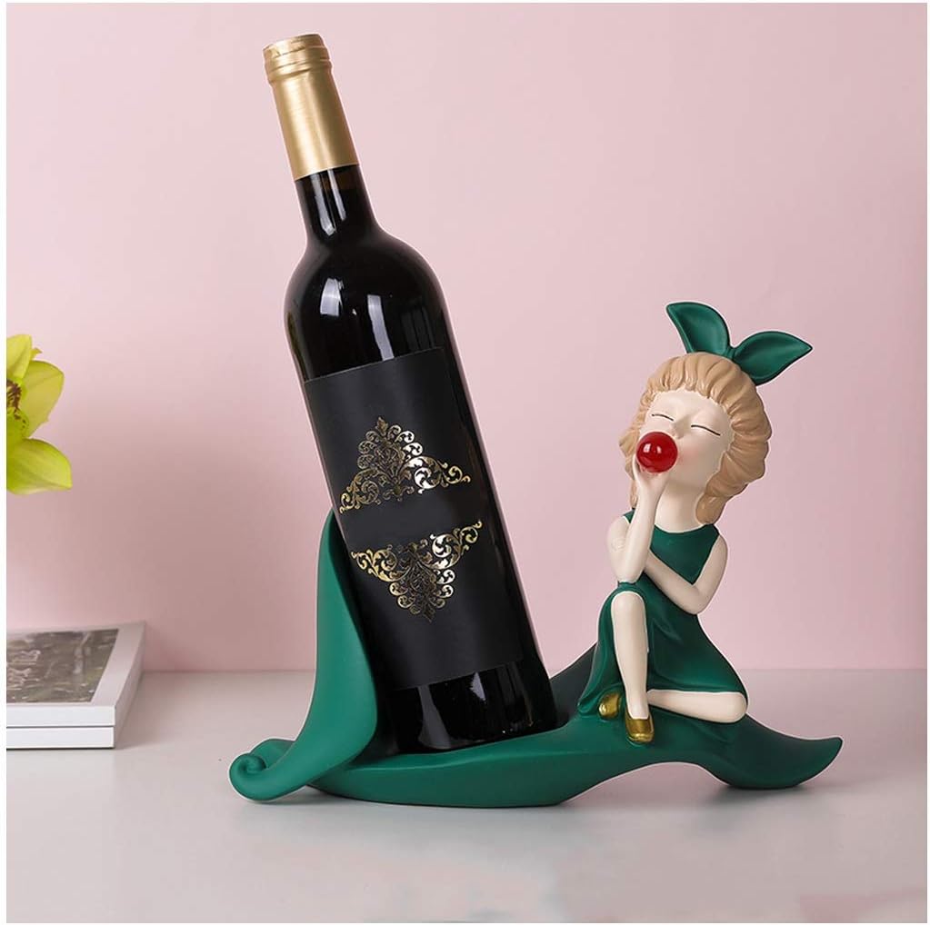 Wine Racks Countertop Little Girl Wine Bottle Holder Statue with Decorative Tabletop Wine Rack Display Stand for Home Bar Decorations Resin Gift Small Wine Rack (Color : C)