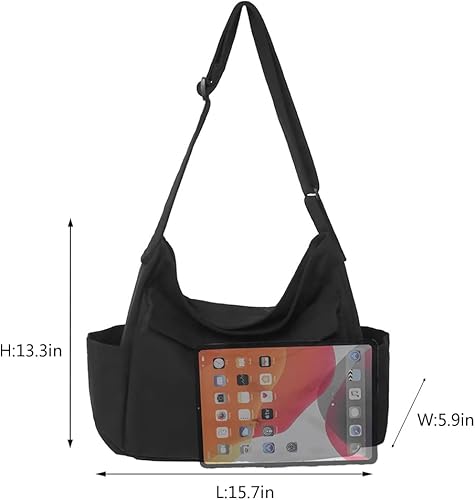 Miniatura 6 de Bolso bandolera de lona con broches y colgante, lindo, para mujeres y niñas, bolso de hombro casual, estético, para la escuela