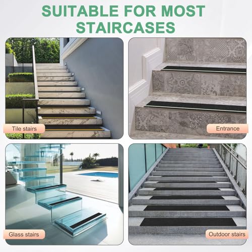 Image of M METERXITY 10-Pack Anti Slip Traction Tape 24 inch x 4 inch Best Grit Outdoor Non-Skid Tape High Traction Friction Abrasive Adhesive for Indoor /Outdoor Stairs Step [Black]