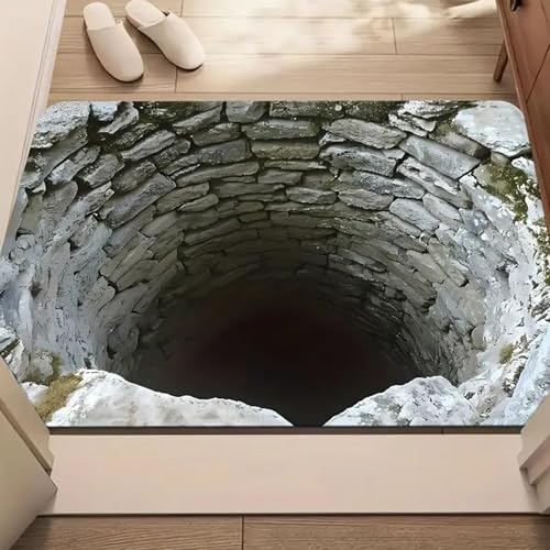 Felpudo genérico para coger polvo, 50 x 80 cm Felpudo de entrada para interior/exterior, alfombra 3D divertida con ilusión óptica, felpudo personalizado creativo, alfombra de suelo lavable con