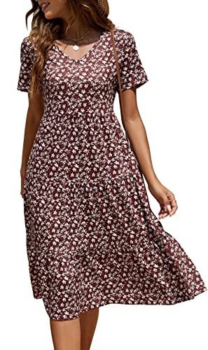 Image of Berydress Women's Casual Summer Tiered Midi Dress 2026 V Neck Boho Sundress