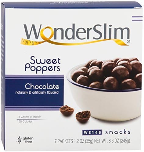 WonderSlim Sweet Poppers Protein Snacks - Chocolate (7 Servings/Box) by Wonderslim