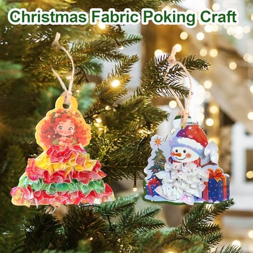 pigipigi 24 Sheets Christmas Puncture Painting Board: Arts and Crafts Kit for Kids DIY Christmas Tree Decoration Princess Dress up Stickers Fabric Poke Art for Girls Ages 4 6 8 12 Birthday Toy Gifts 3 51Bj3duayQL. AC