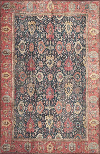 New Home Lana Moroccan Distressed Machine Washable Area Rug - Navy 8'4" X 11'6" #TOP1