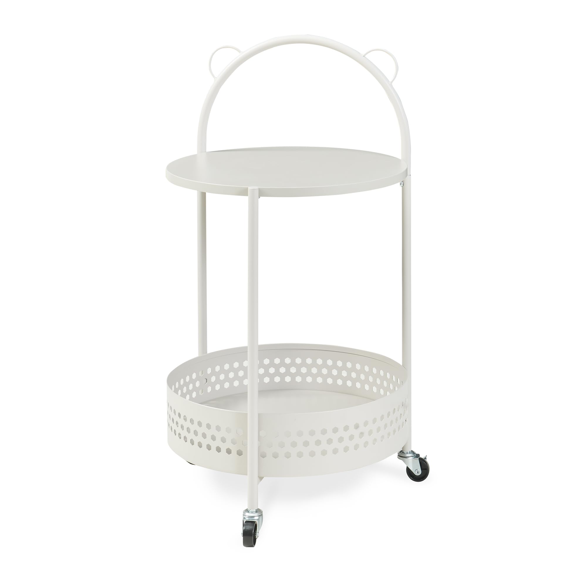 [en.casa] Carro de Servicio Jässaatka de 2 Niveles Carrito de Restaurante Estantería de Baño con 2 Estantes en Forma Redonda y 3 Ruedas Carrito de Cocina Versátil Metal 76 x Ø 40 cm - Gris