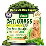 Cat Grass Treats Chews, Cat Treats for Indoor Cats 500 Ct, Hairball Control | Hairball Treatment for Cats with Fish Oil, Taurine & B Vitamins for Skin & Coat, Digestion & Dental Care, Chicken Flavor.